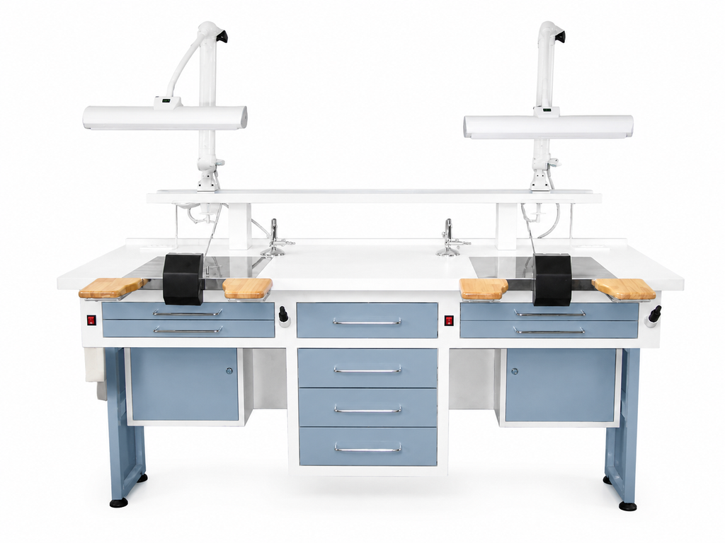 Dental lab desk bench table workstation front view